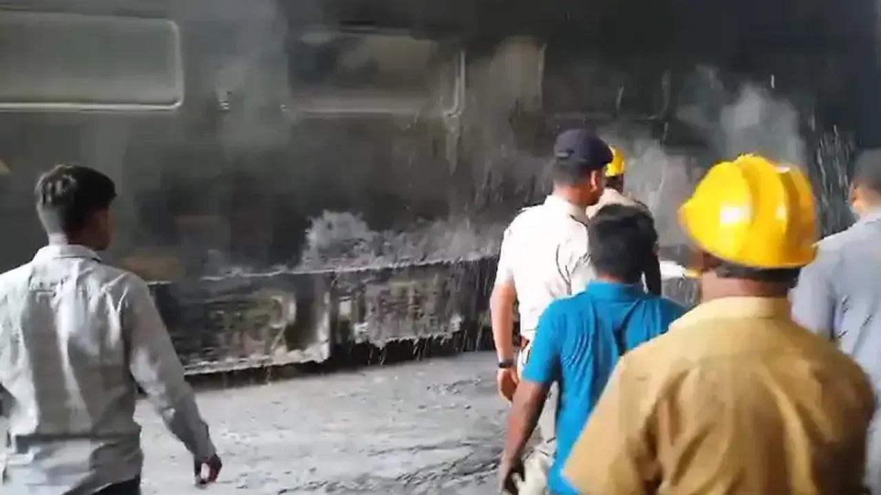 Fire in train at Puri  station coaching depot