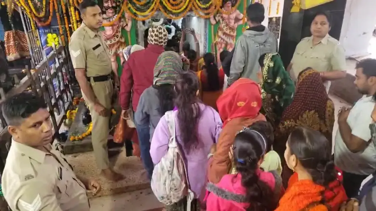 Devotees Enter Dhabaleswar Temple For Darshan