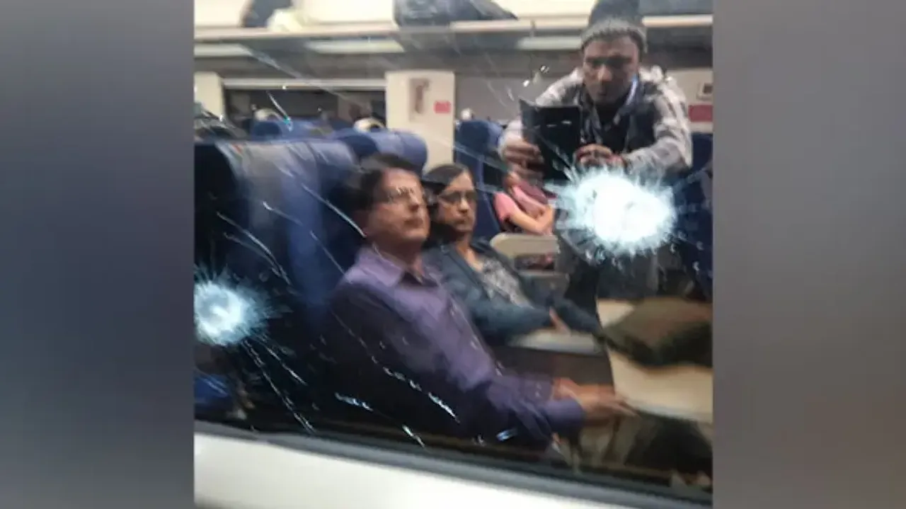 Window Of Vande Bharat Express Damaged Due To Stone Pelting