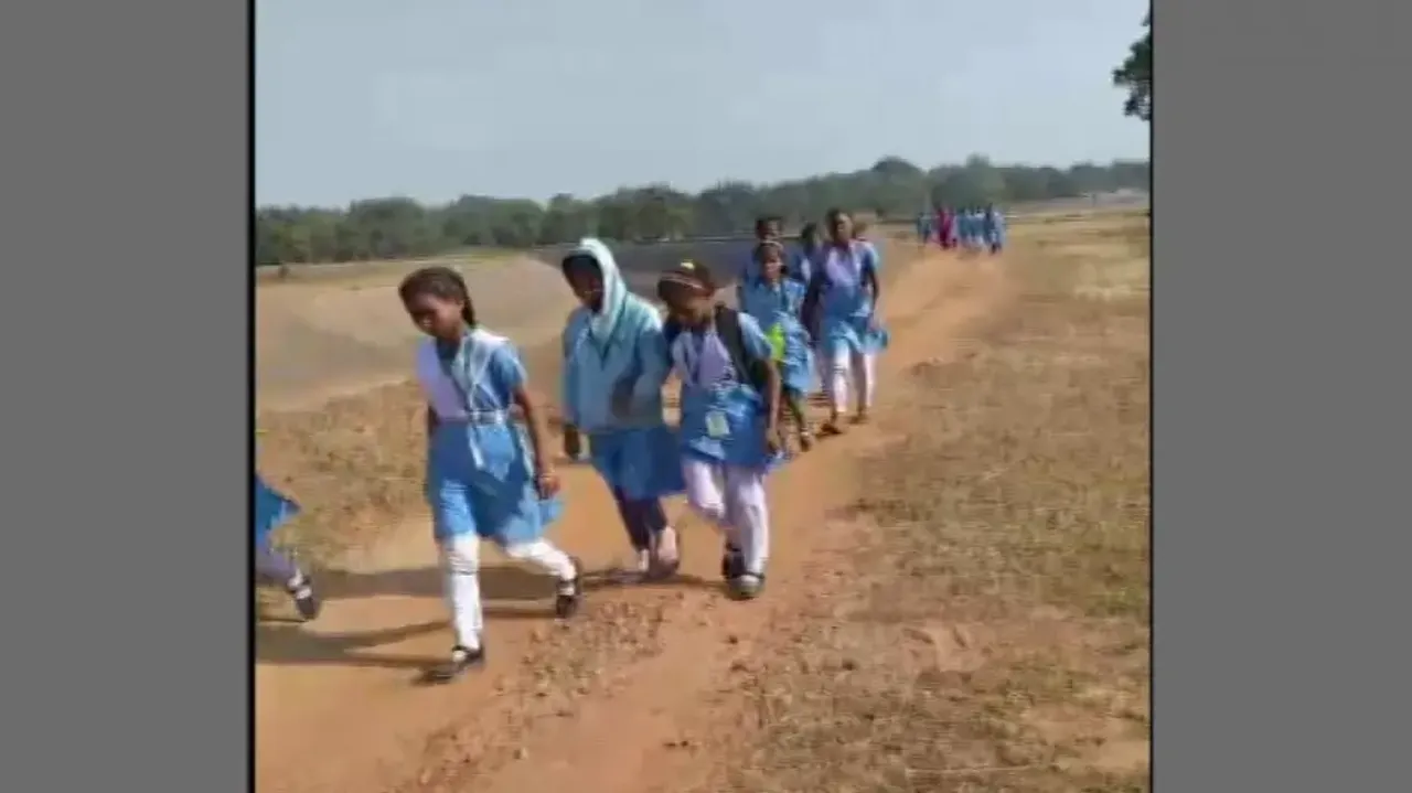 Girl Students Walk 6 kms To Appear For Exams