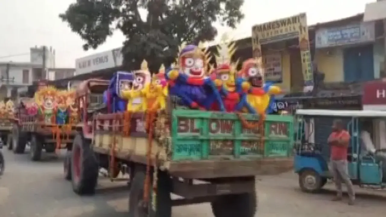 Lord Jagannath Idols Carried On Tractors For Immersion