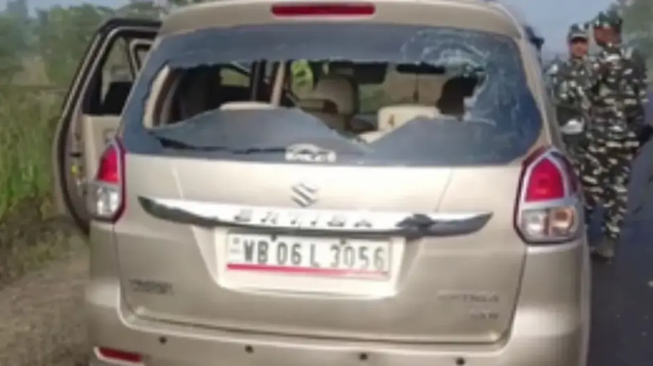 Bengal ration case: ED team raiding TMC leader's house attacked, windowpanes of cars smashed