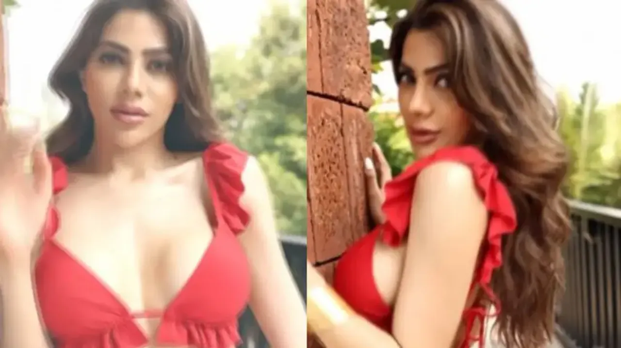 Nikki Tamboli flaunts hourglass body in red bralette, sets temperature soaring