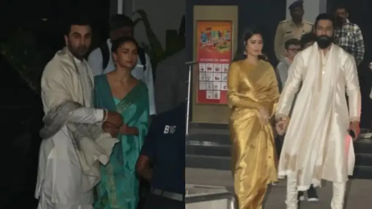 Ranbir wears dhoti, Katrina stuns in saree