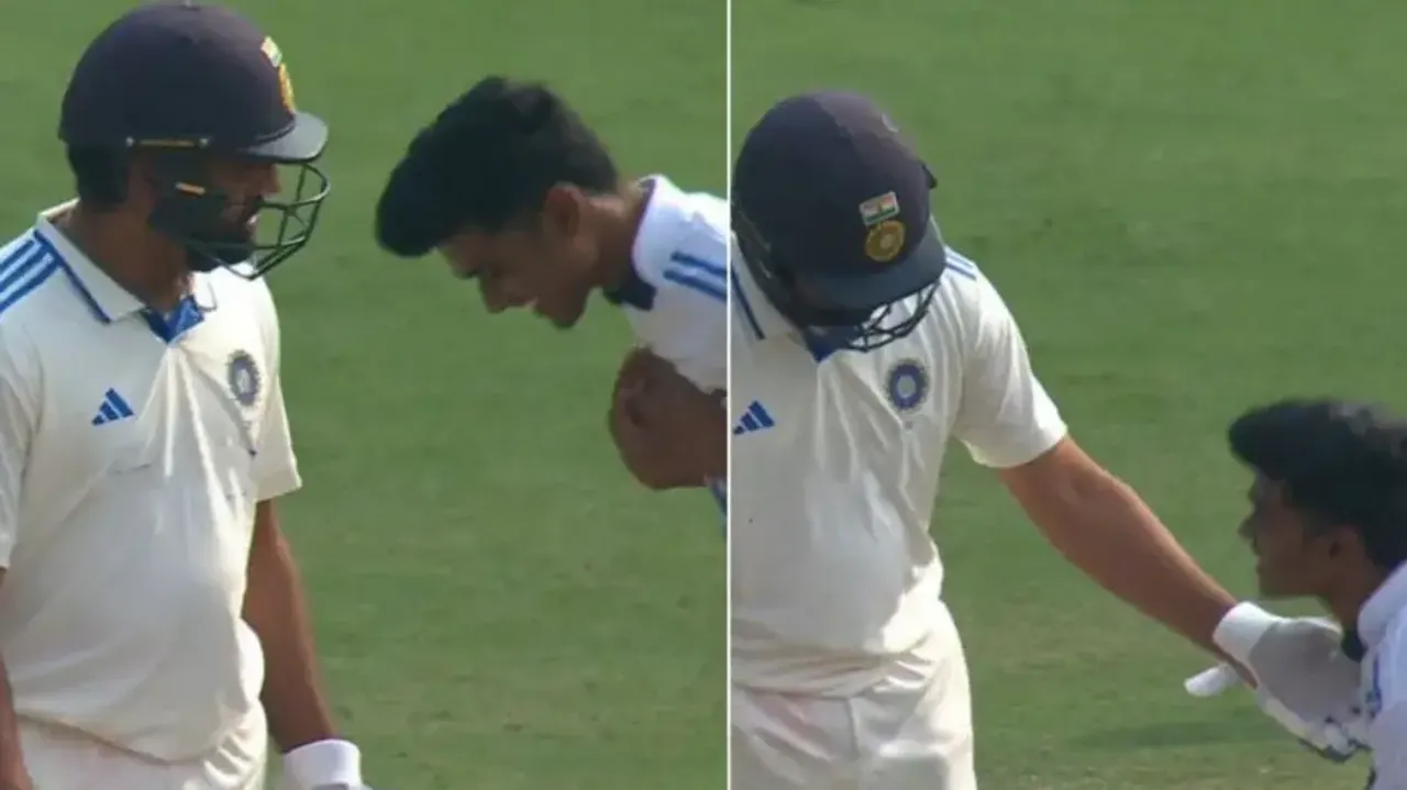 Fan invades pitch to touch Rohit Sharma’s feet