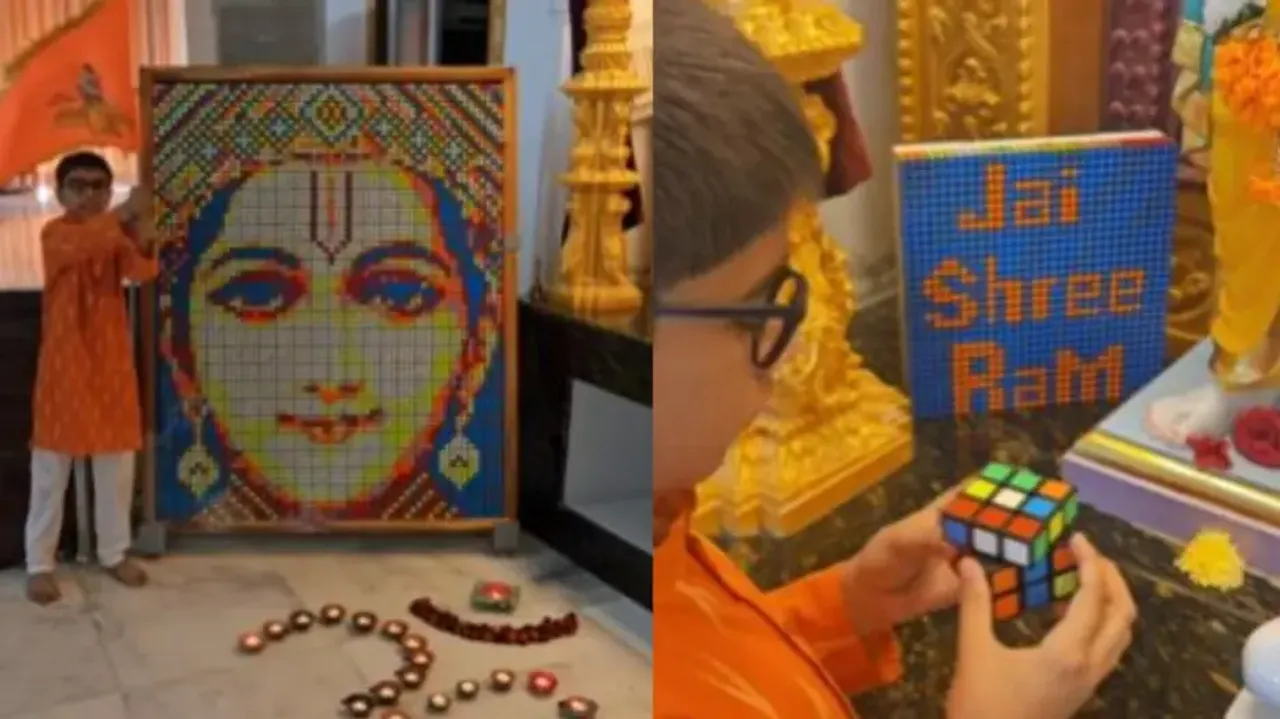 This 11-year-old boy creates beautiful Lord Ram’s portrait with Rubik’s Cube; watch