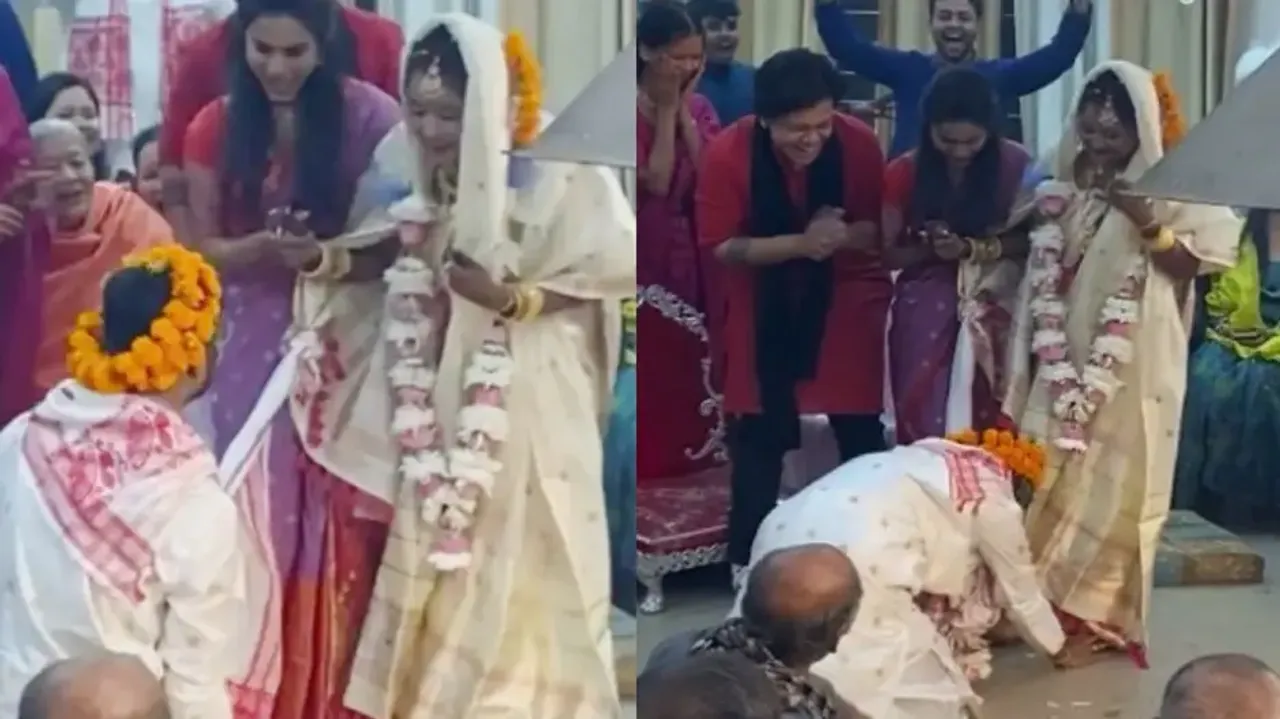 Groom's unexpected move at wedding stage surprises brid