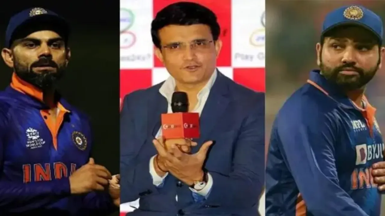 Virat Kohli, Sourav Ganguly and Rohit Sharma