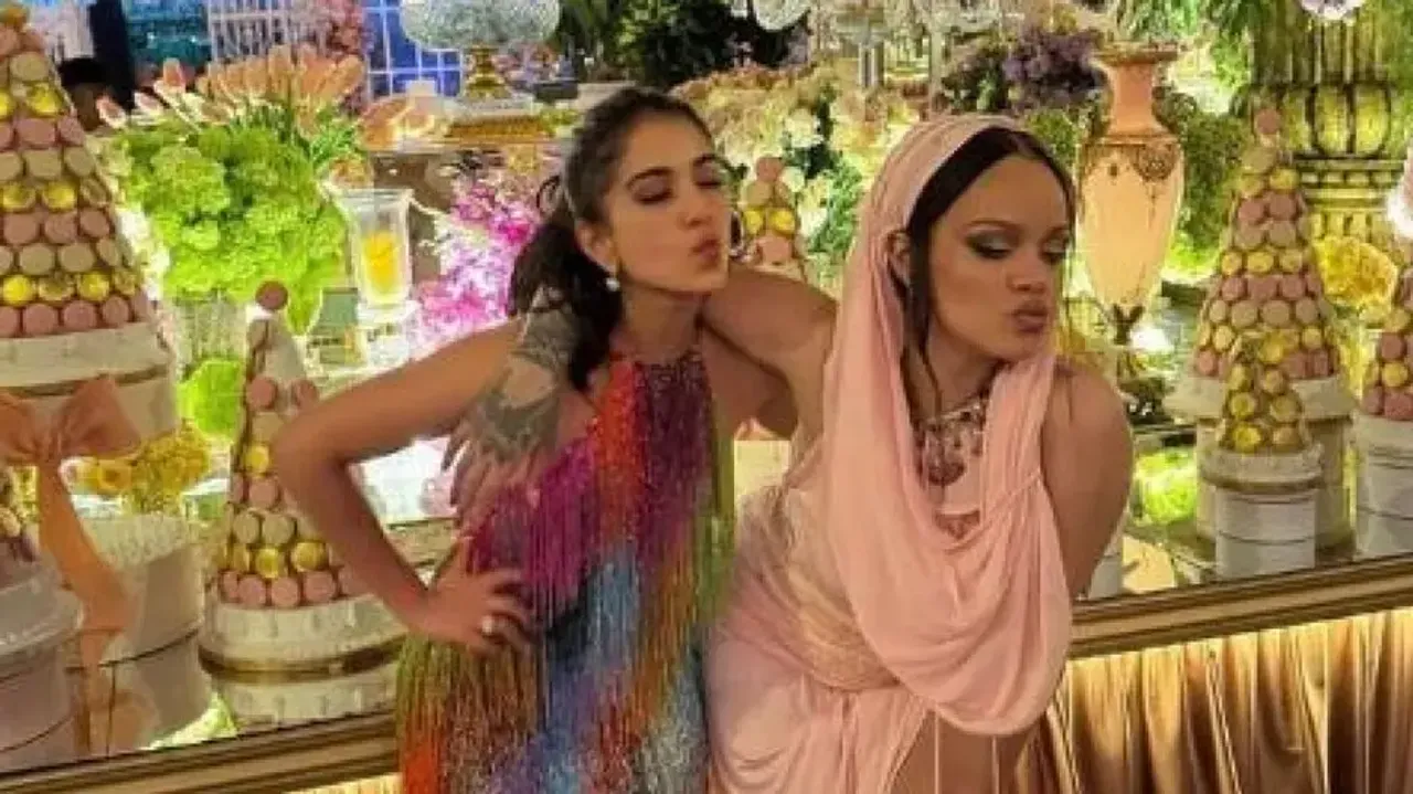 Radhika Merchant with Rihanna at her pre-wedding bash