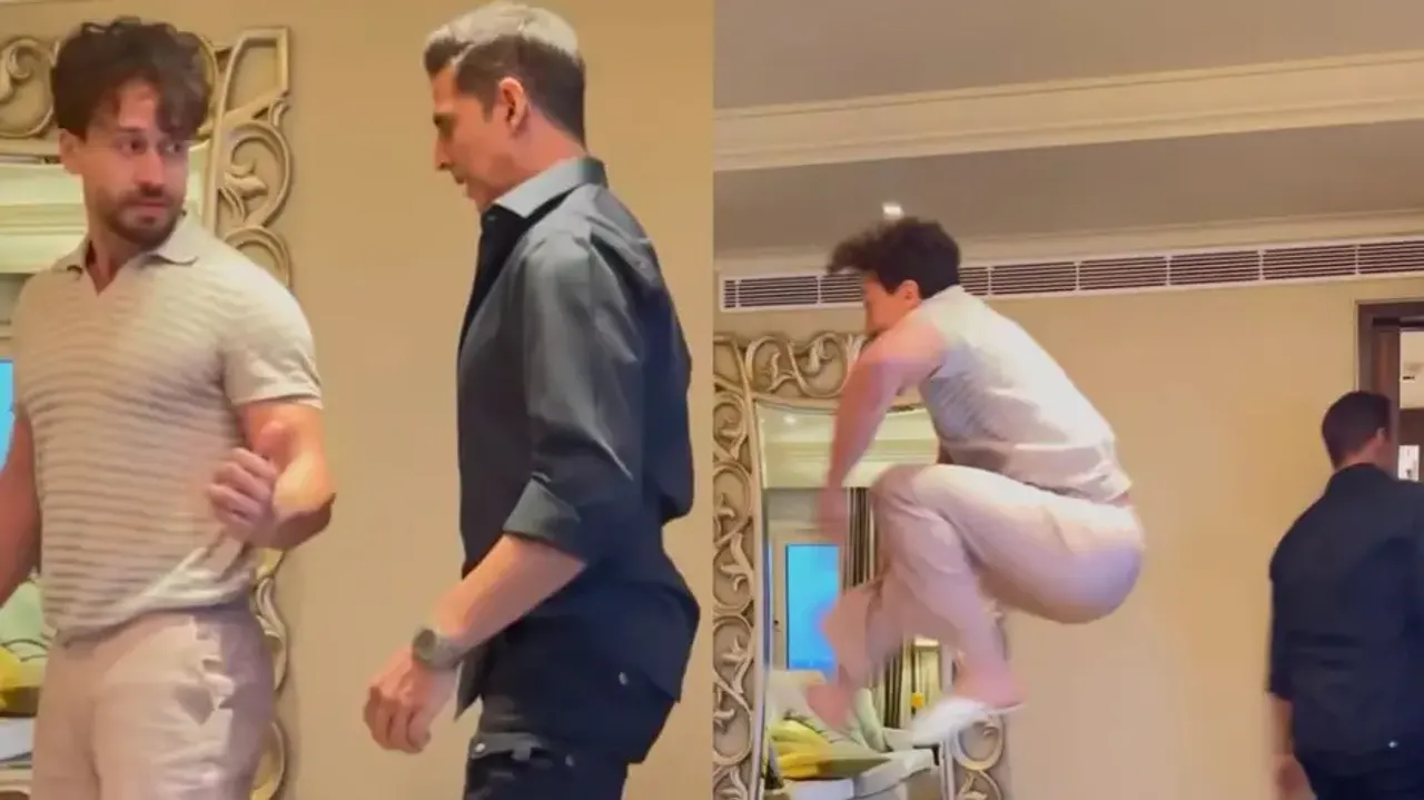 Akshay leaves Tiger Shroff hanging mid-air; fans call it 'moye moye' moment, Watch