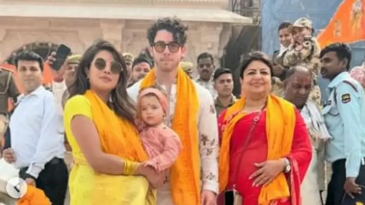 Priyanka Chopra visits Ram Mandir with Nick Jonas and daughter Malti