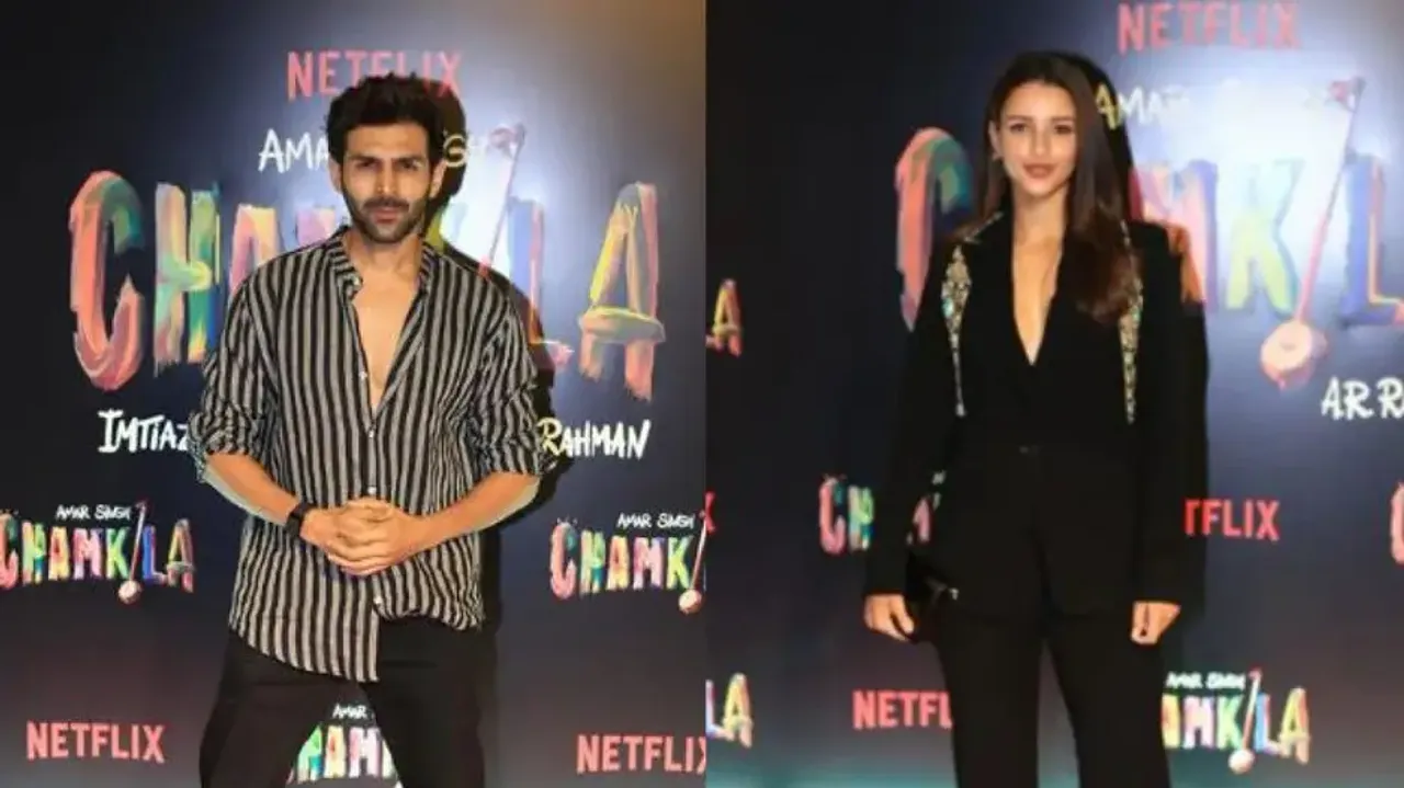 Triptii Dimri is a sight to behold as she joins Kartik Aaryan for ‘Amar Singh Chamkila’ special scre