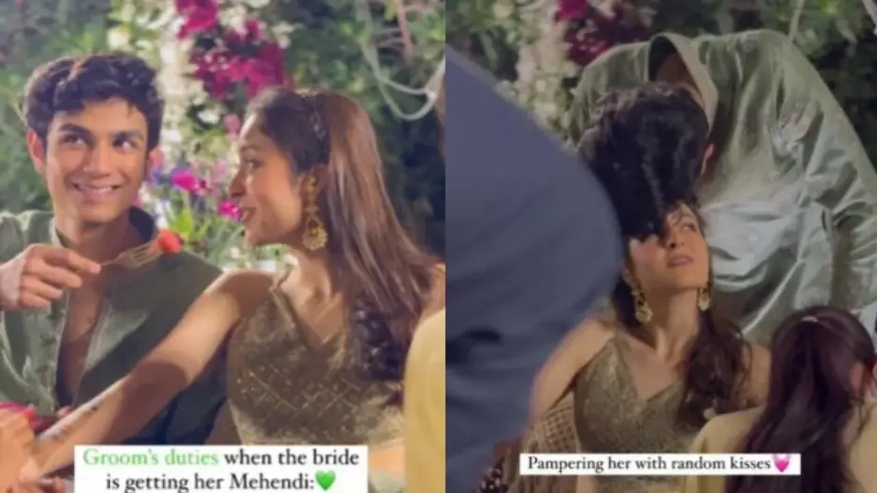 Sushant Singh Rajput lookalike groom pampers bride during her Mehendi