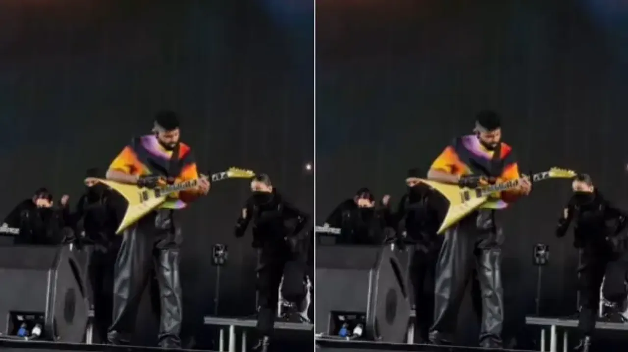 AP Dhillon breaks his guitar during live performance at Coachella