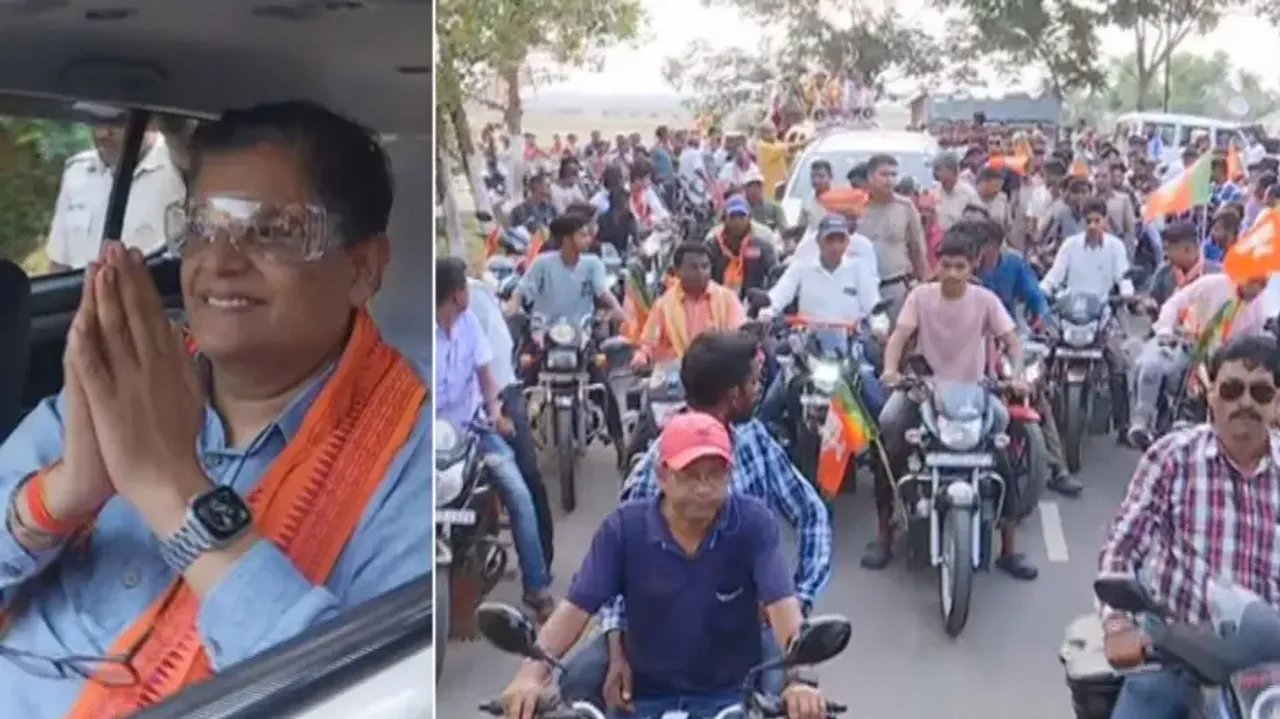 BJP National VP and Kendrapara LS candidate Baijayant Panda holds massive roadshow in Mahakalpara 