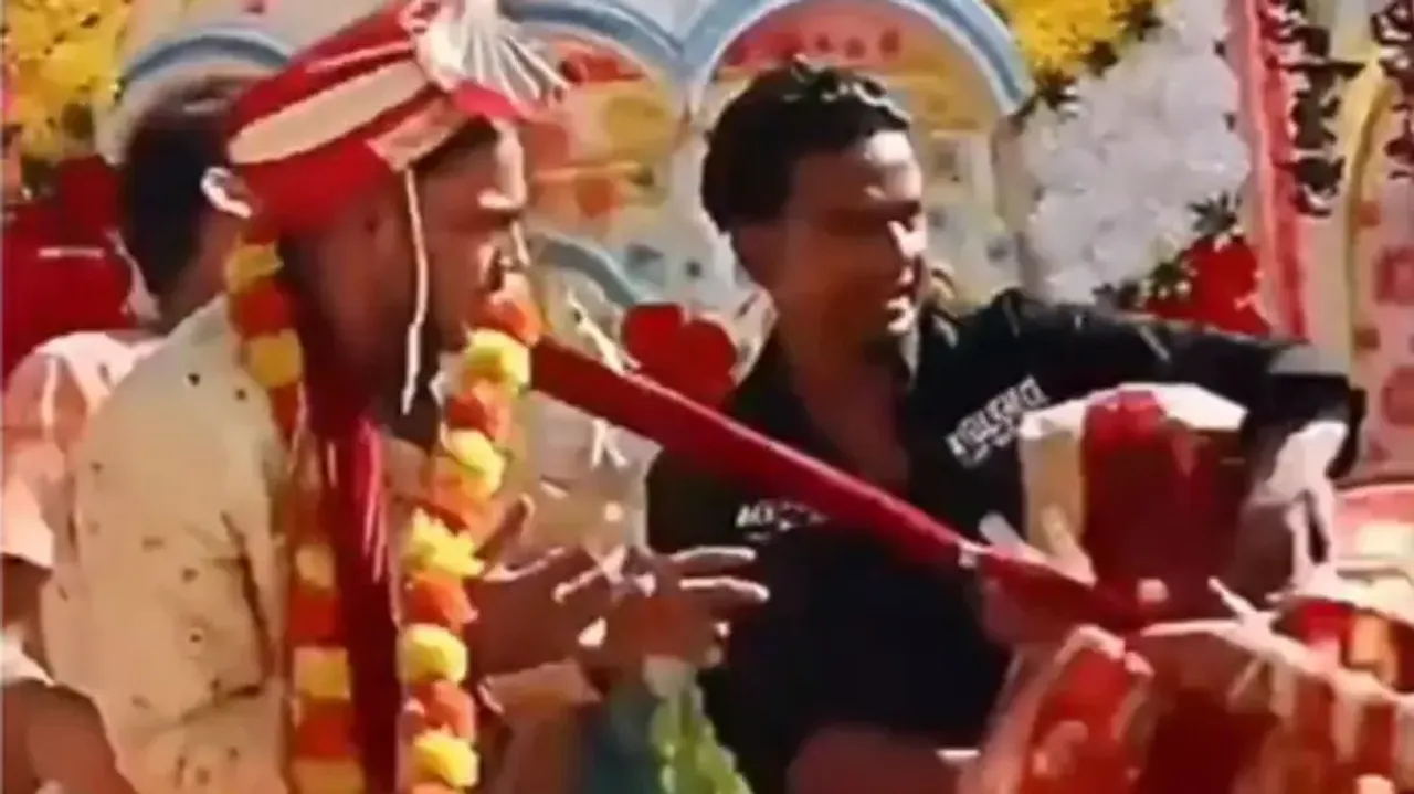 Bride and groom's fight turns wedding stage into battleground
