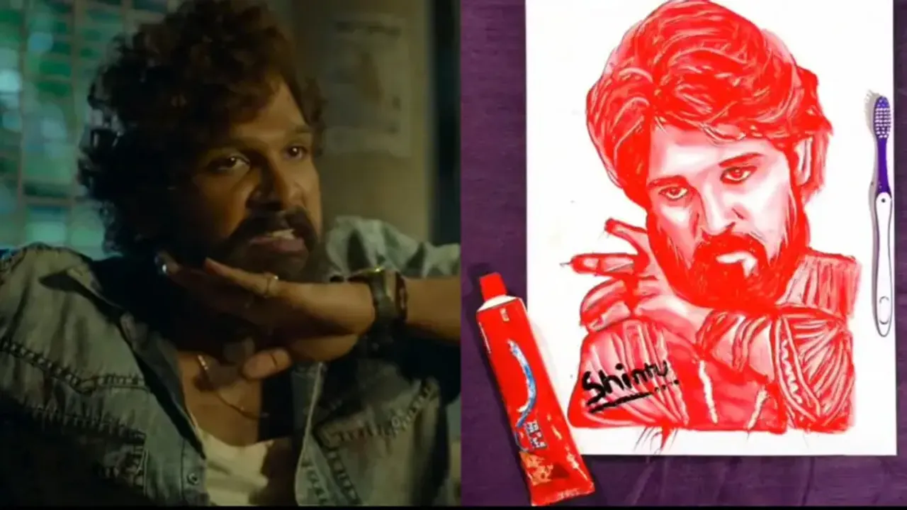 Astounding skill! Fan crafts Pushpa aka Allu Arjun's sketch using toothpaste, netizens pour love