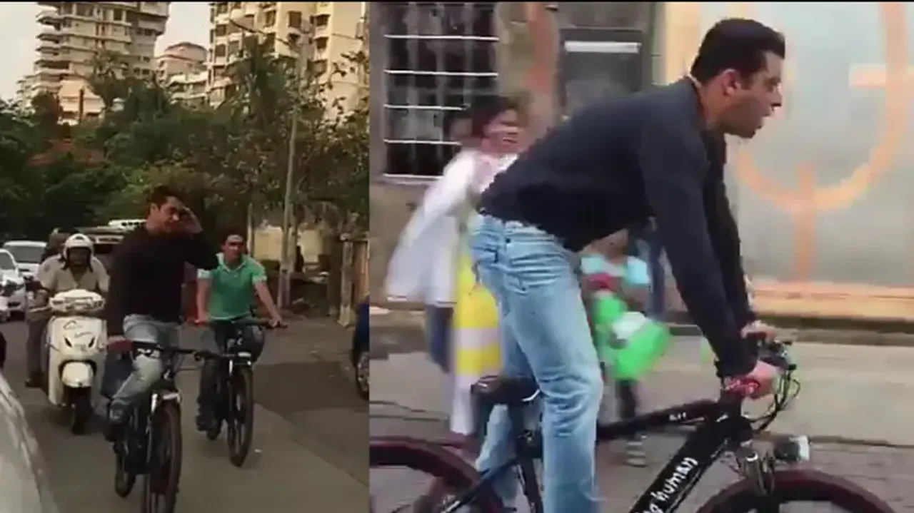 Salman Khan Friendly Neighbourhood: Bhaijaan yells 'Shah Rukh Khan' as he cycles past Mannat; watch