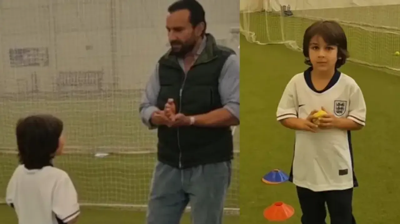 Taimur listening to grandfather Mansoor Ali Khan Pataudi's cricket history