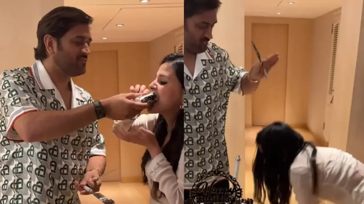 MS Dhoni's birthday cake-cutting with wife Sakshi video goes viral – Watch 
