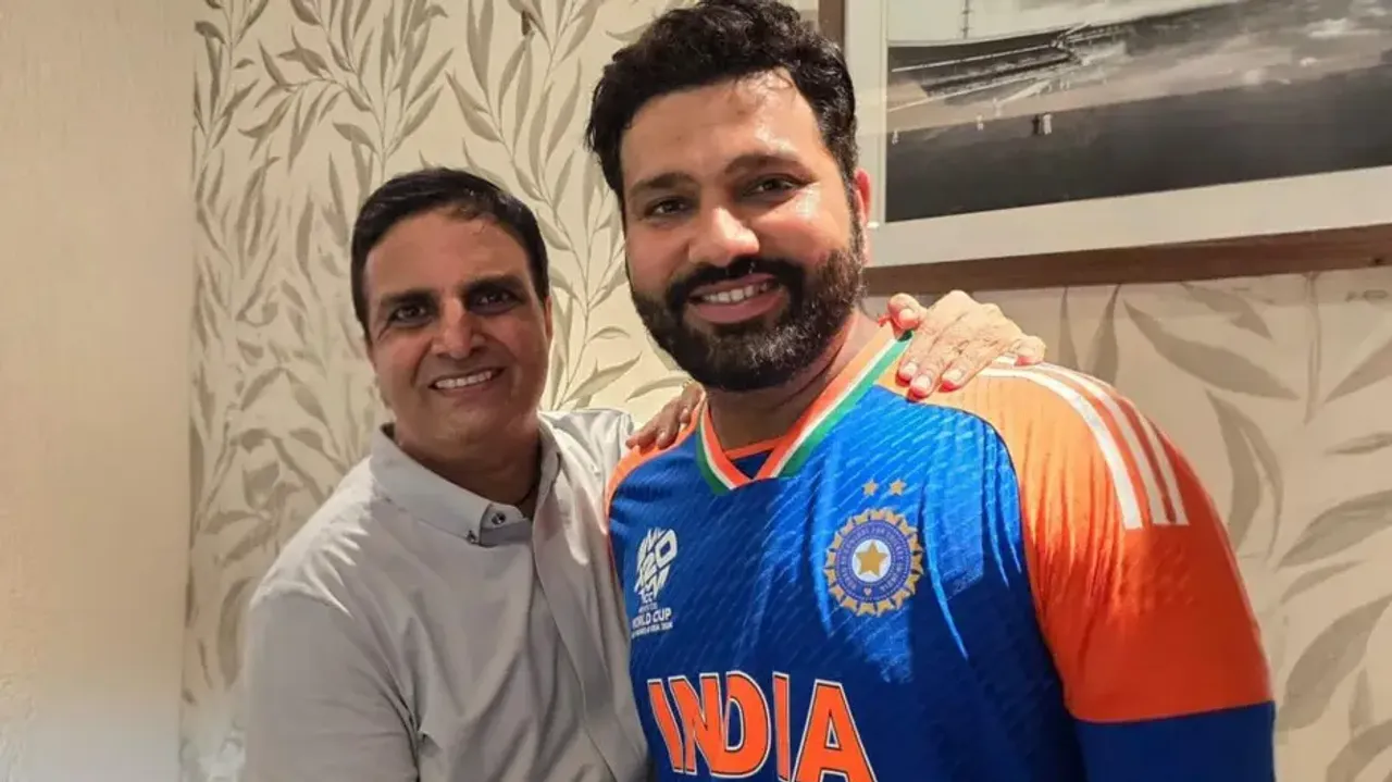 Pic with 'mysterious hand' on Rohit Sharma's shoulder goes viral