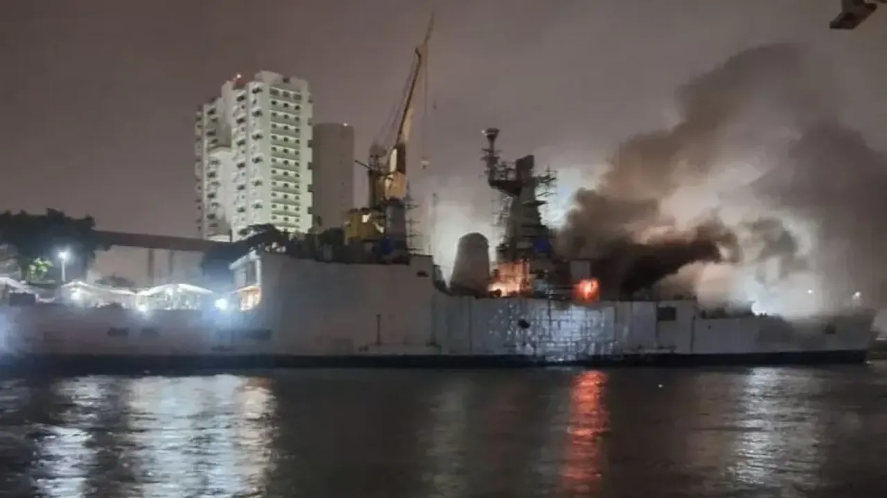 Indian Navy's warship INS Brahmaputra severely damaged in fire, sailor missing