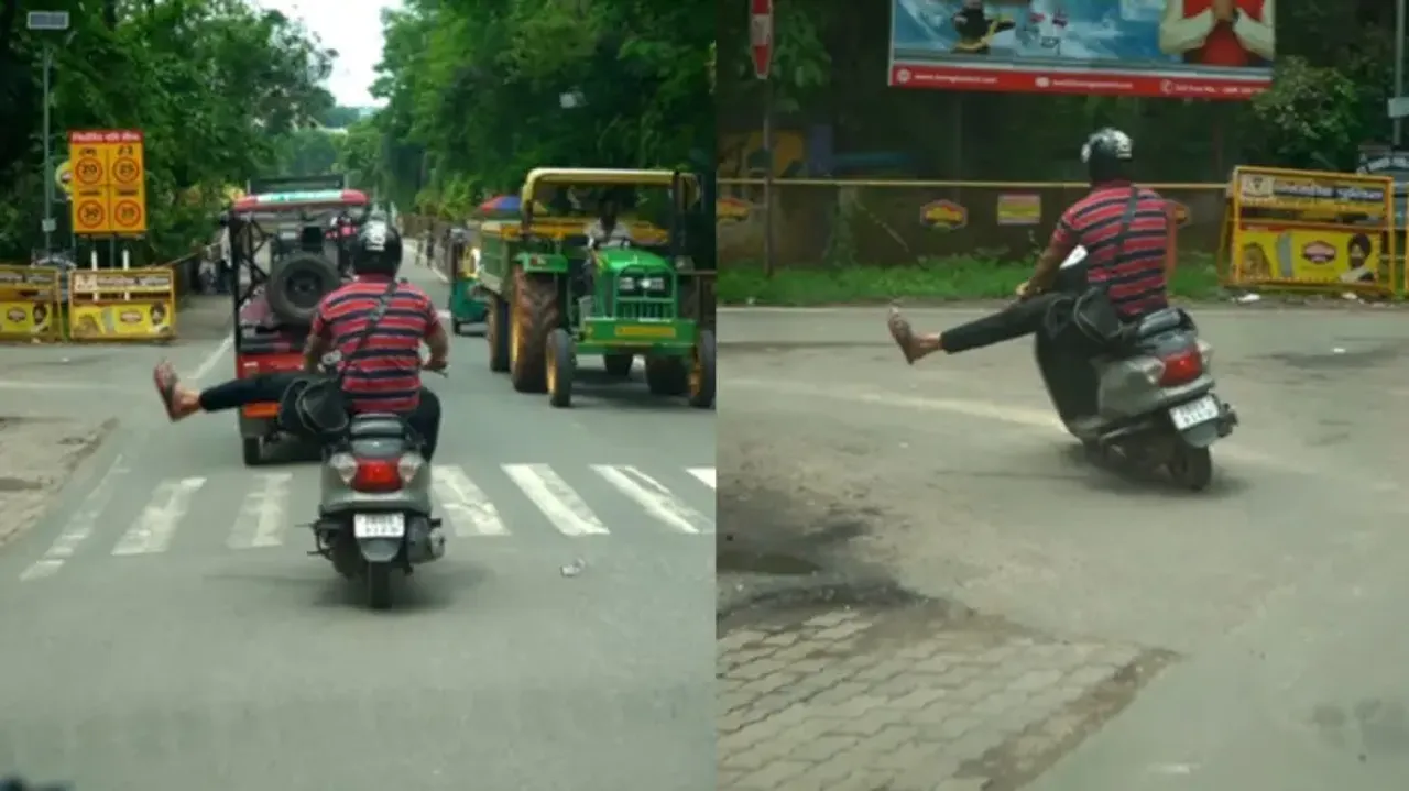 ‘Hamare yaha aisa hi hota hai’: Man’s hilarious trick to turn his scooter will leave you ROFL, watch