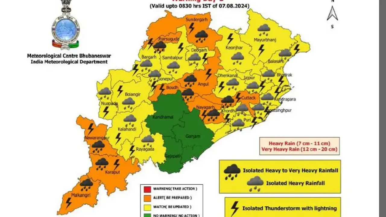 IMD issues orange warning for heavy rainfall in Odisha