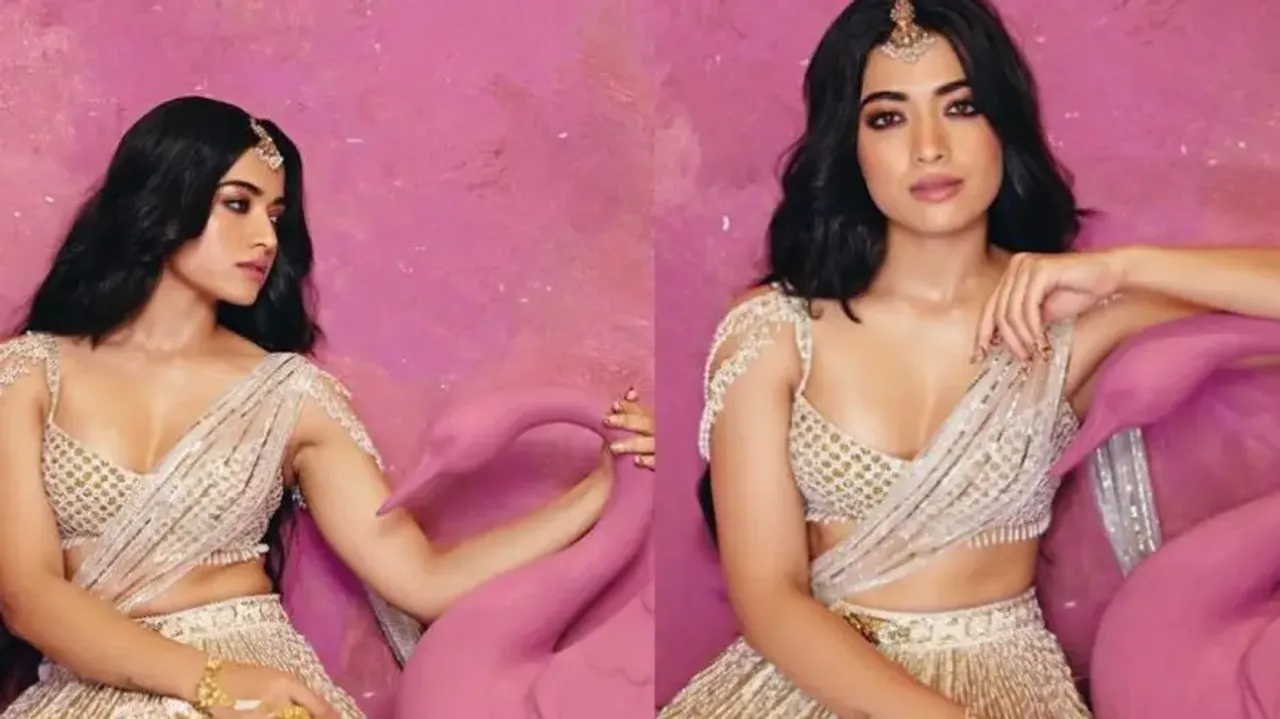 Rashmika Mandanna exudes marriage vibes in sparkling ivory lehenga