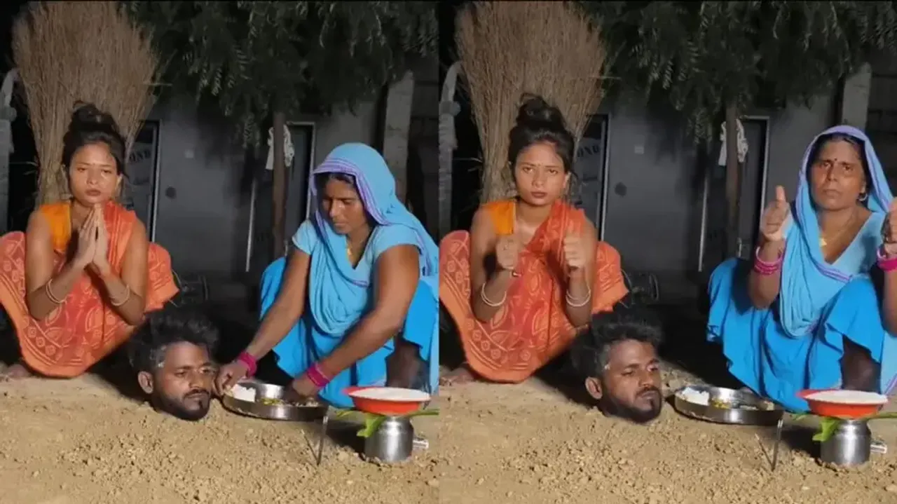 Scary! Mother and wife bury man deep till neck 'for reels,' watch