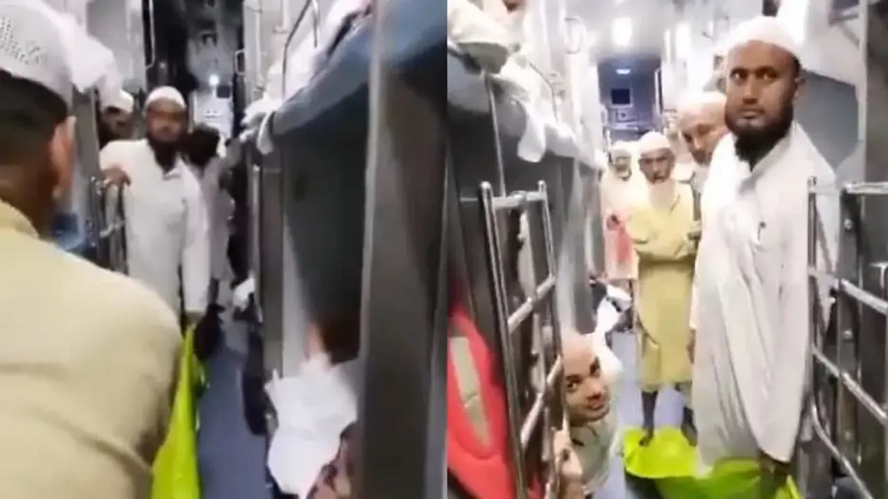 TTE reprimands people offering namaz on train, blocking aisle in coach