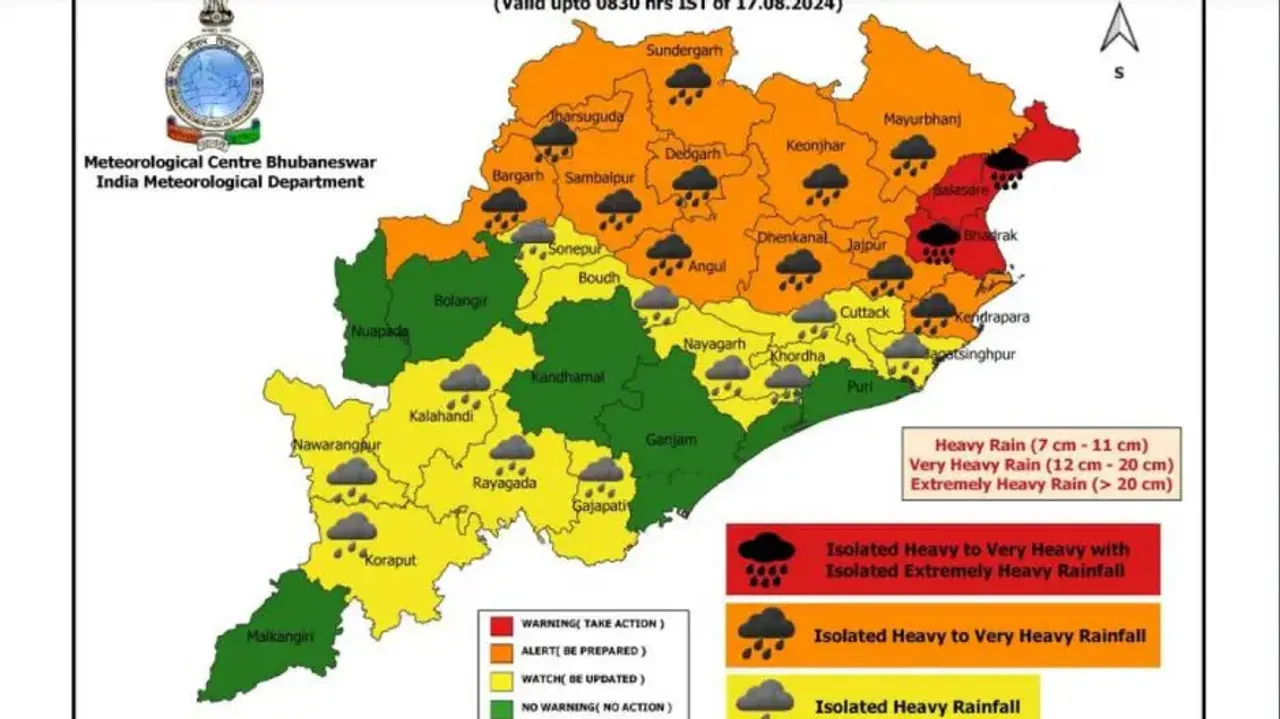 IMD issues red warming for extremely heavy rainfall in Odisha