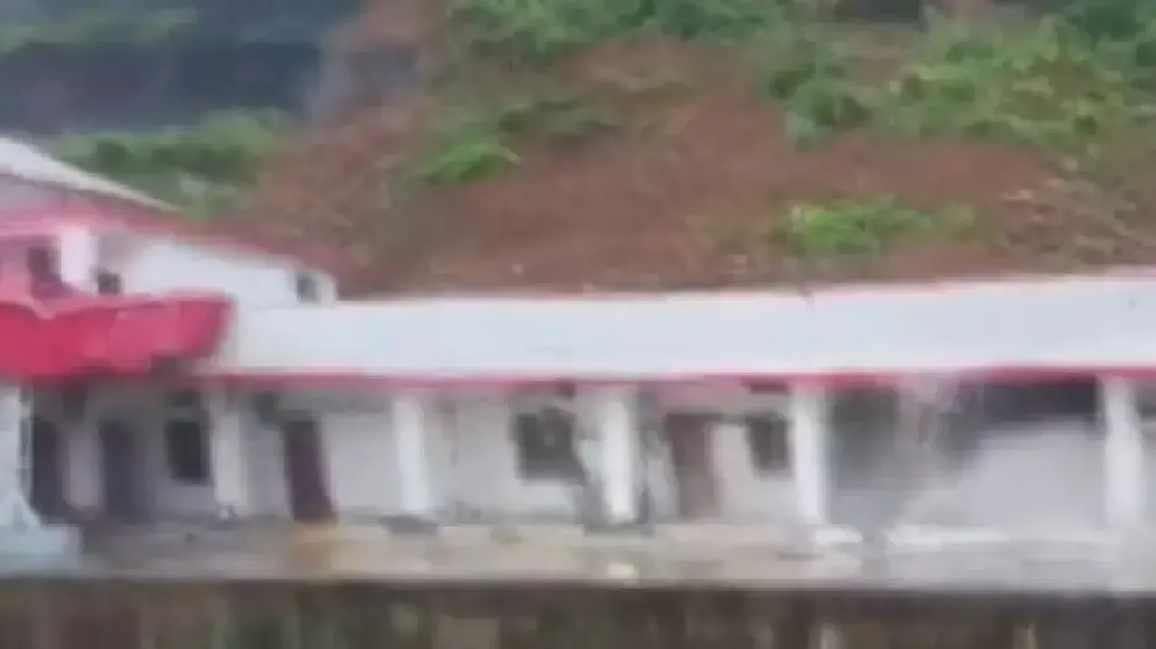 Newly built railway station collapses due to landslide – Watch