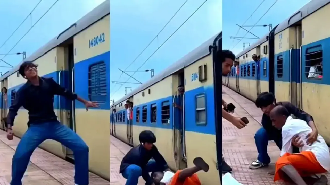 Youth making reels saves elderly man from getting crushed under train