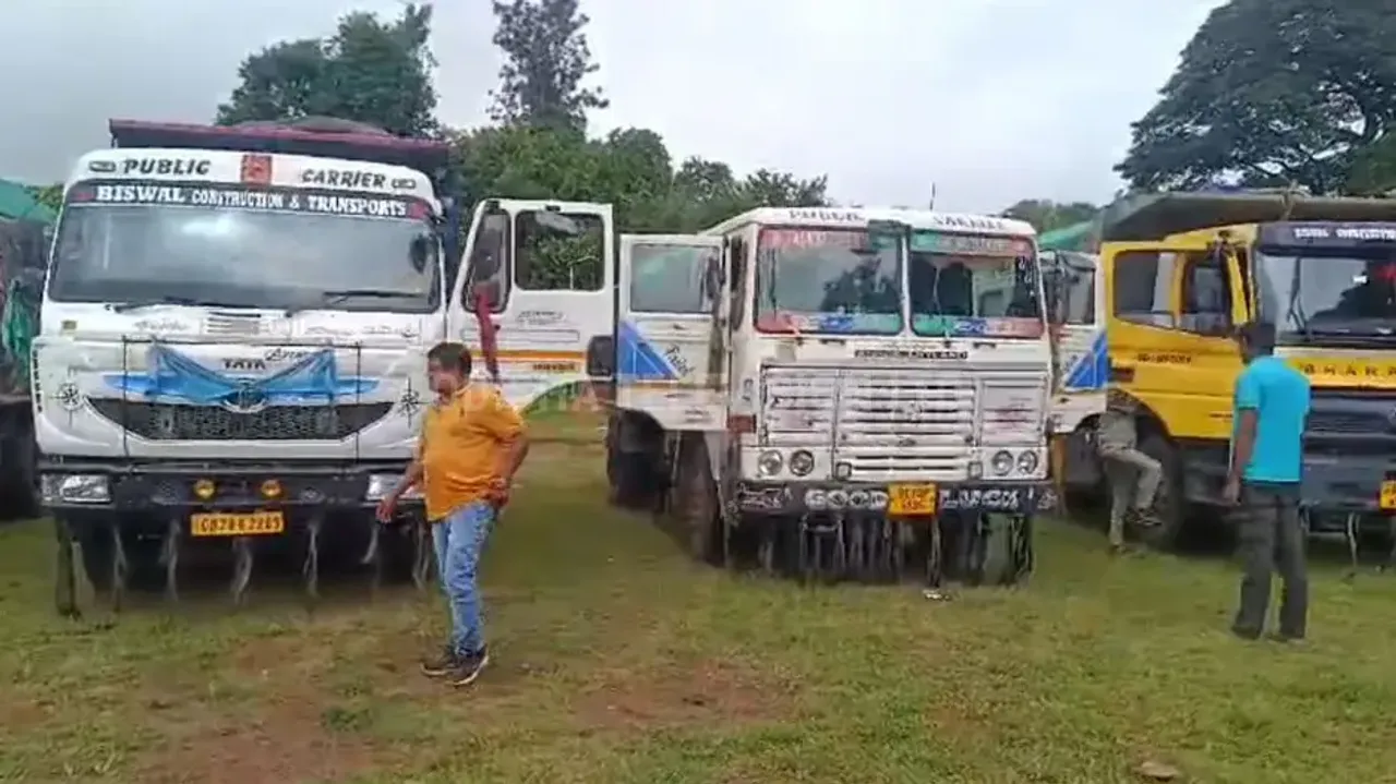 Seized trucks engaged in sand smuggling