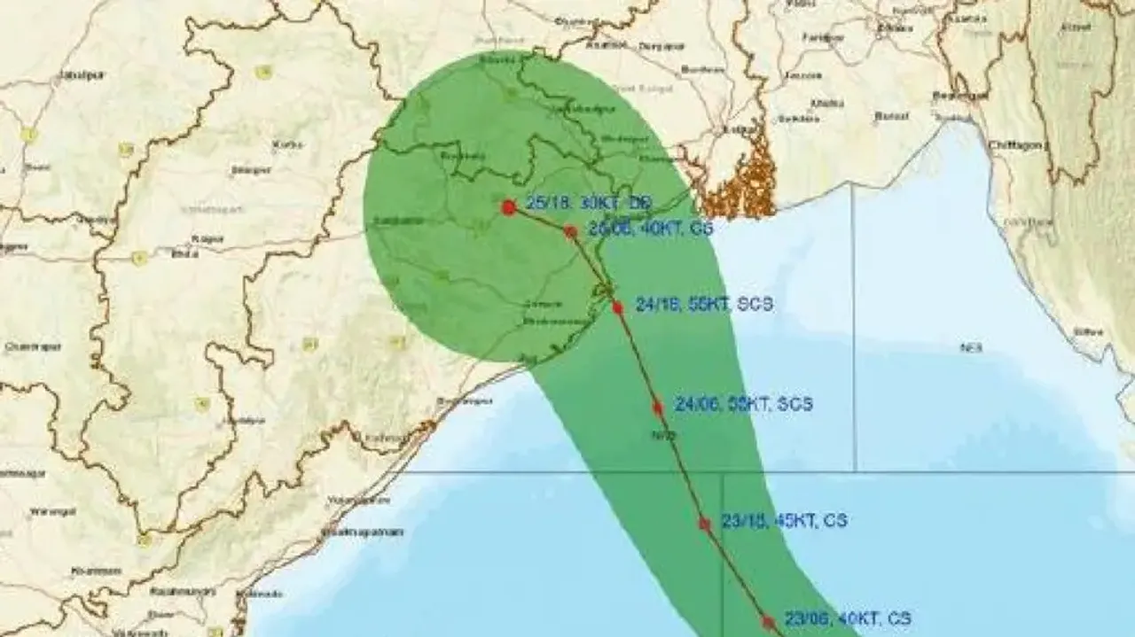 Probable track of cyclone Dana