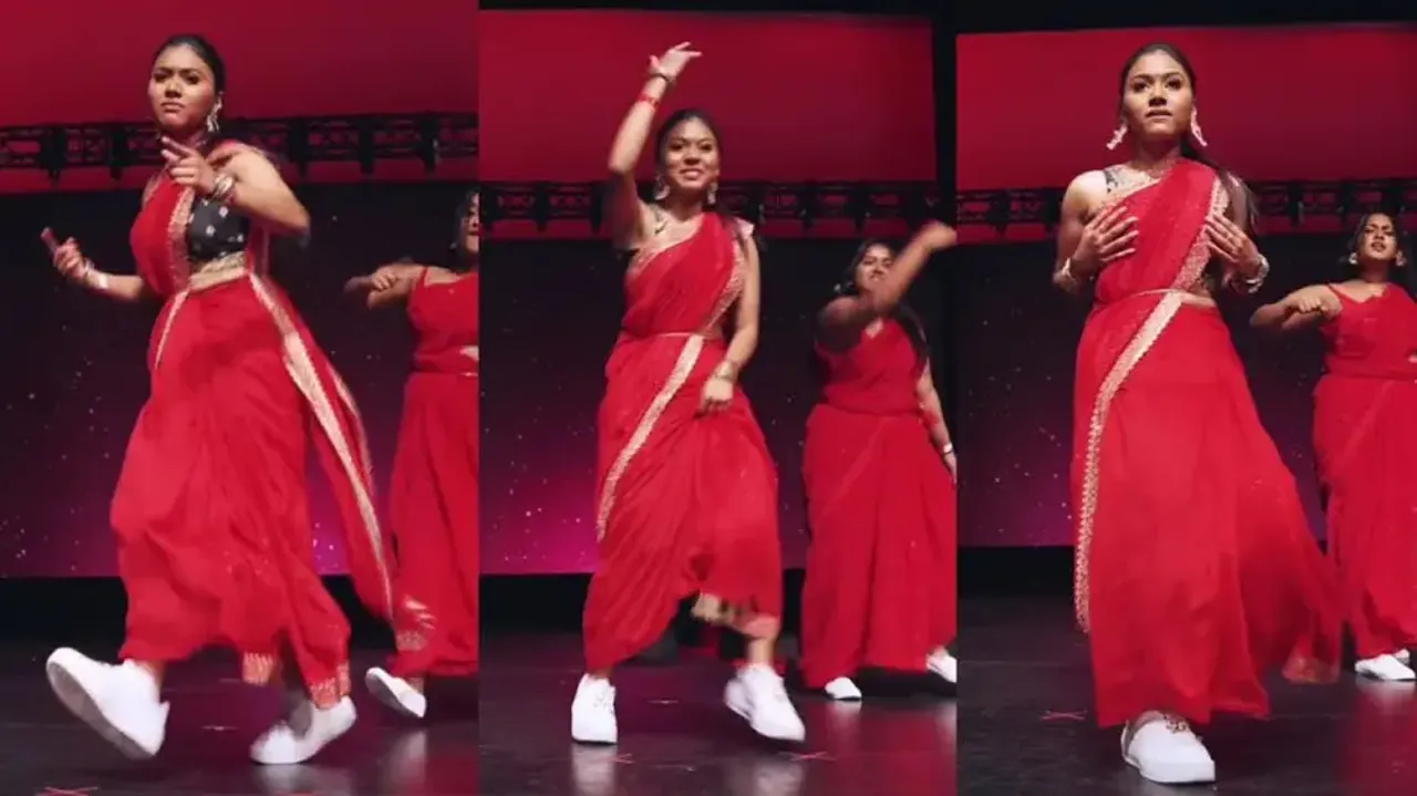 Girls' Energetic Beat To A Tamil Song In Saree & Sneakers