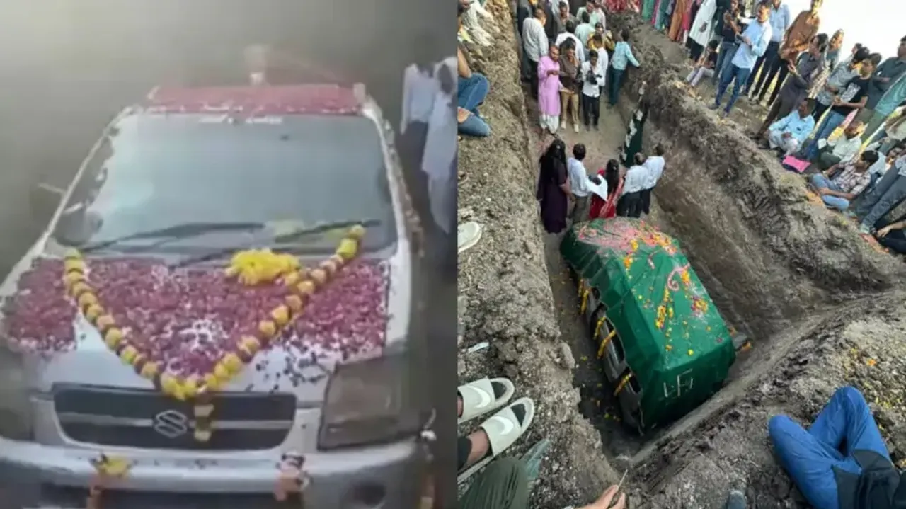 Burial Ceremony of Lucky Car! Man spends Rs 4 lakh