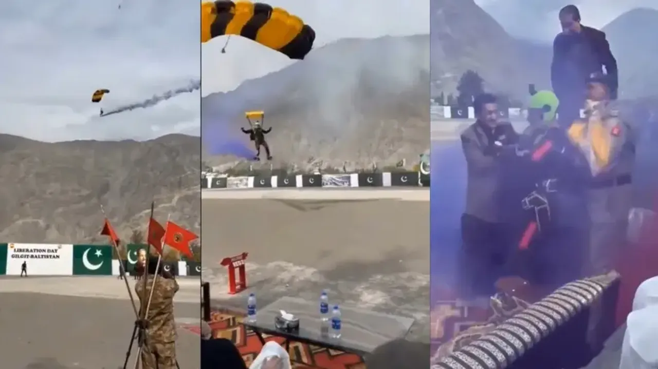 Pakistani paraglider crash-lands straight on chief guest after air show! Watch