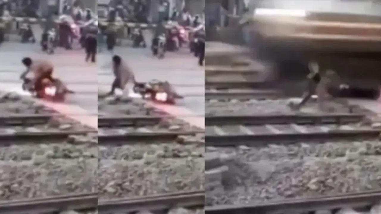 Youth escapes from getting crushed under train