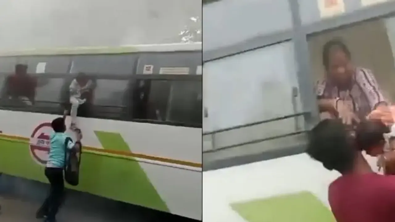 Mo Bus catches fire in Cuttack