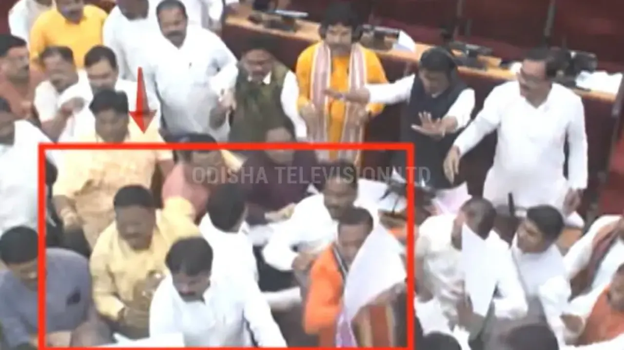 BJP and Congress MLAs scuffle in Odisha Assembly