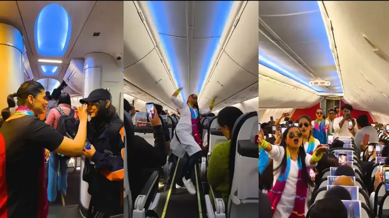 Spicejet crew members Holi celebration inside packed aircraft sparks debate