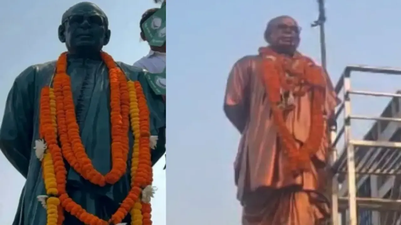 Who changed colour of Biju Patnaik’s statue in Cuttack?
