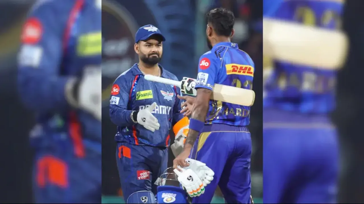 Lucknow Super Giants' players celebrate their victory against Mumbai Indians