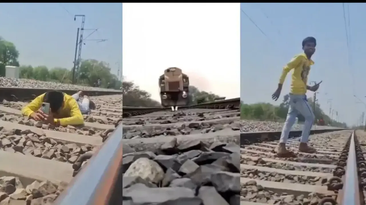 Youth lies down on track for reel as train passes over him arrested watch