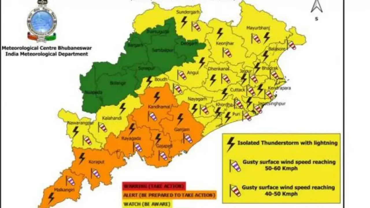 Low pressure becomes less marked; IMD issues orange and yellow alert for thunderstorms in Odisha