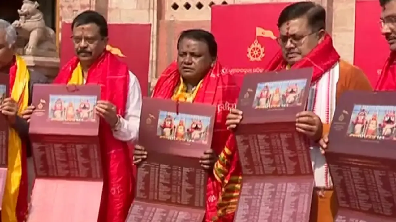 Odisha CM Mohan Majhi unveils Odia New Year Calendar at Puri Srimandir