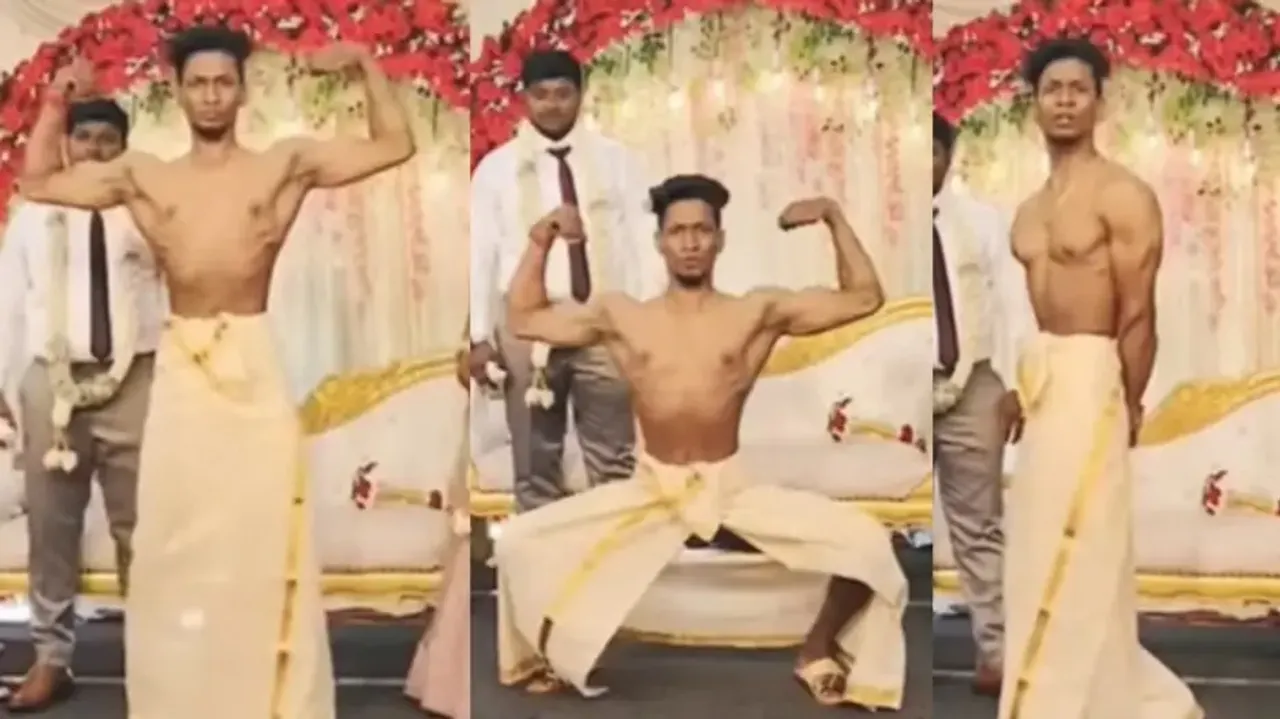 Fitness freak 'groom' flaunts chiselled physique on wedding stage, but bride... watch