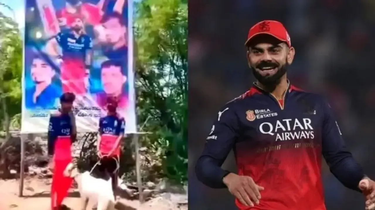 RCB fans sacrifice goat in front of Virat Kohli cutout